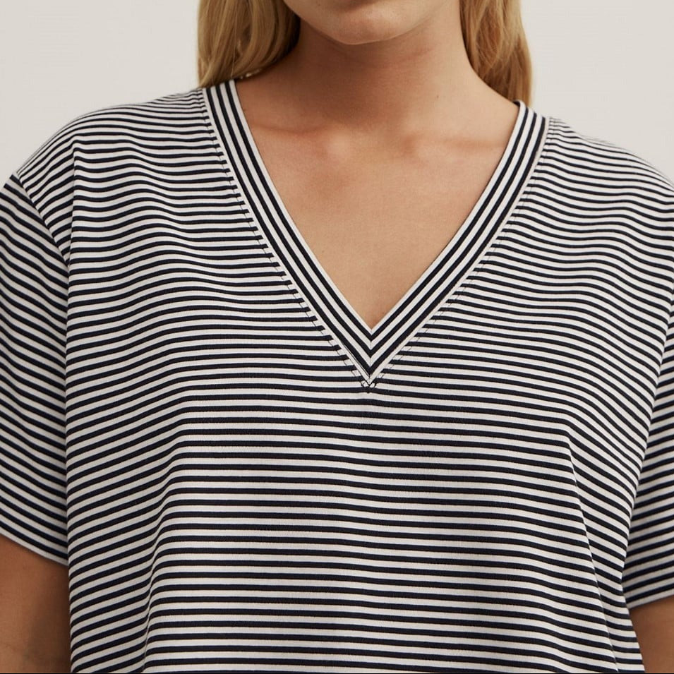 Women's V neck striped short sleeves