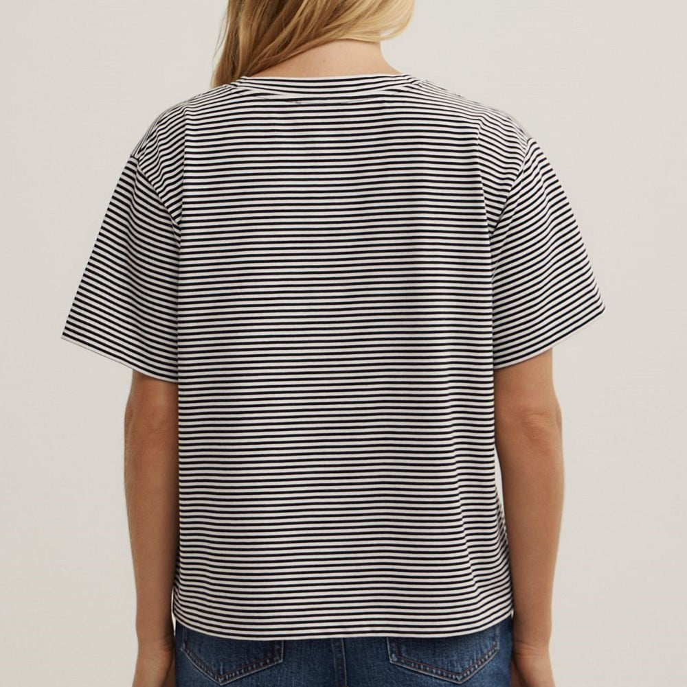Women's V neck striped short sleeves