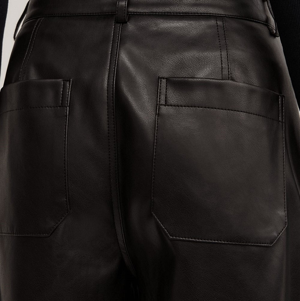 Women's faux leather straight leg trousers
