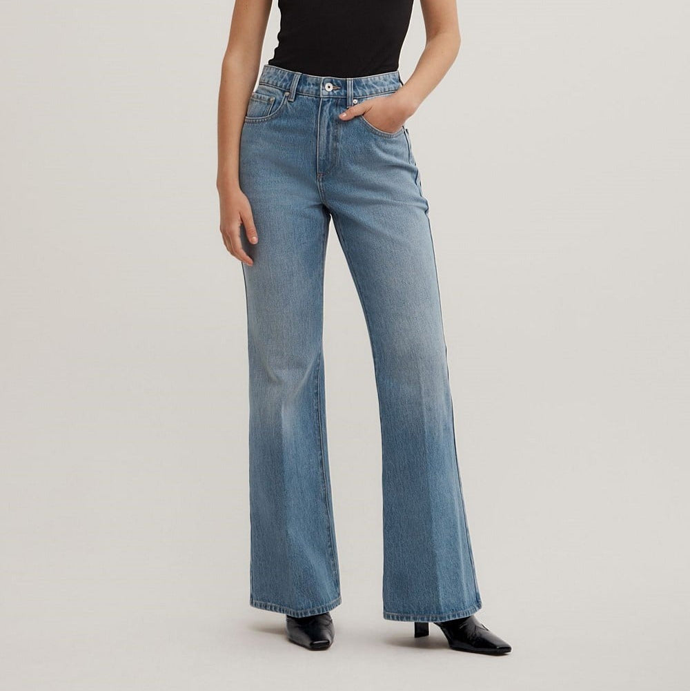 Women's light wash slight flare jeans
