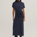 Women's polka dot midi dress with mock neck