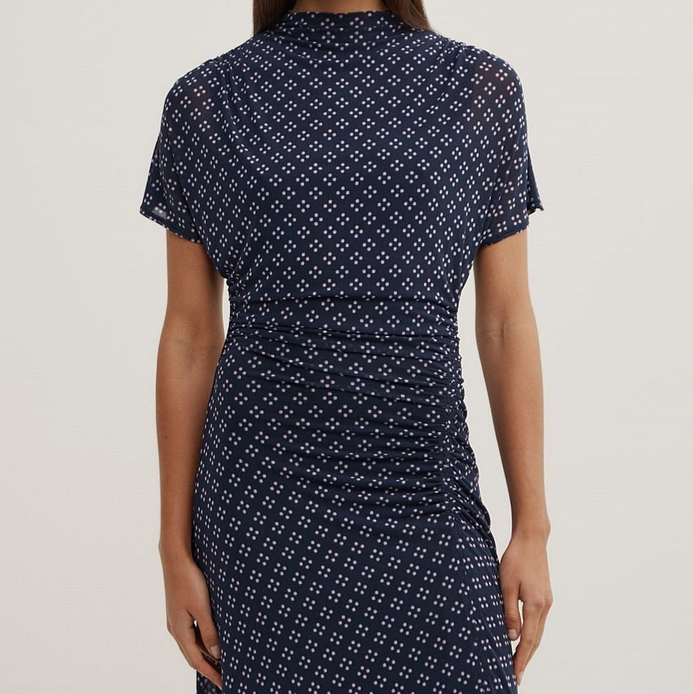 Women's polka dot midi dress with mock neck