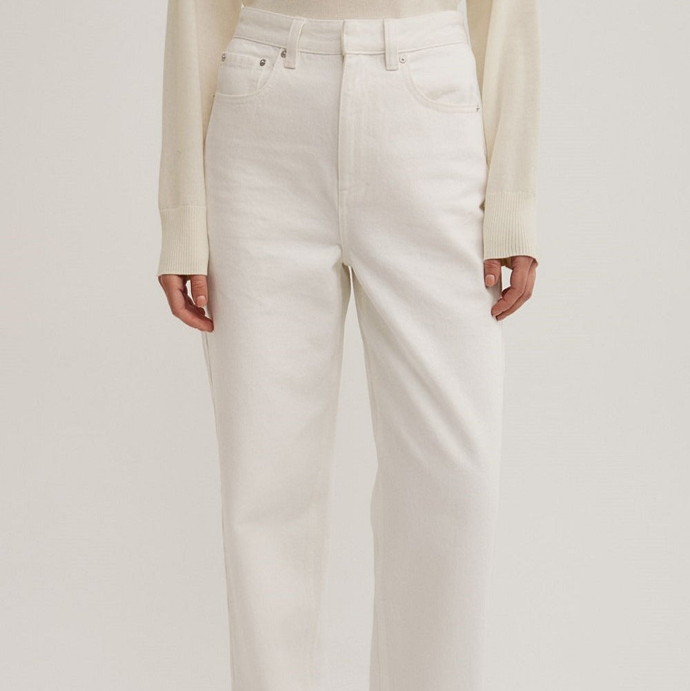Women's pure white wide leg jeans