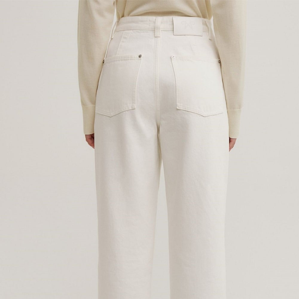 Women's pure white wide leg jeans